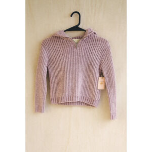 Btween Kids 6X Lilac Chenille Hoodie Sweater Metallic Knit NWT Holiday Cozy